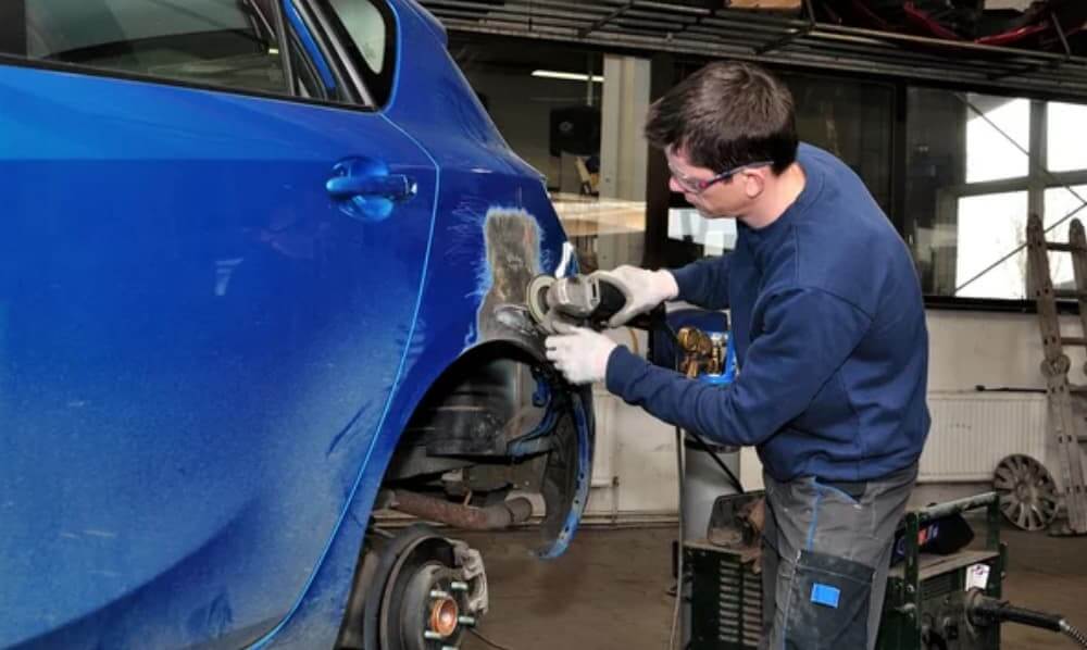 Blue car buff