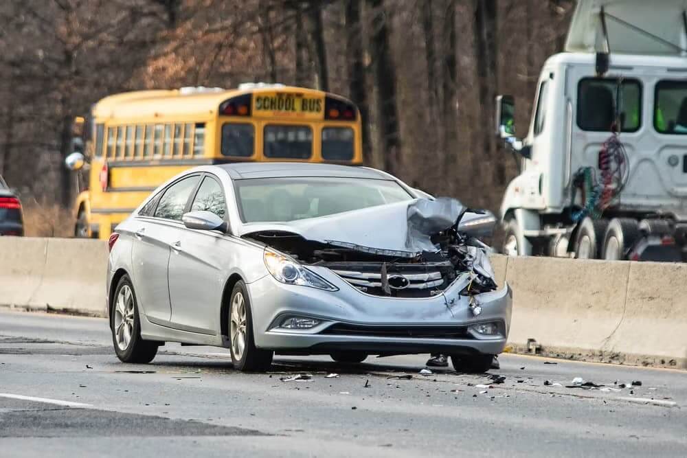 Grey car accident