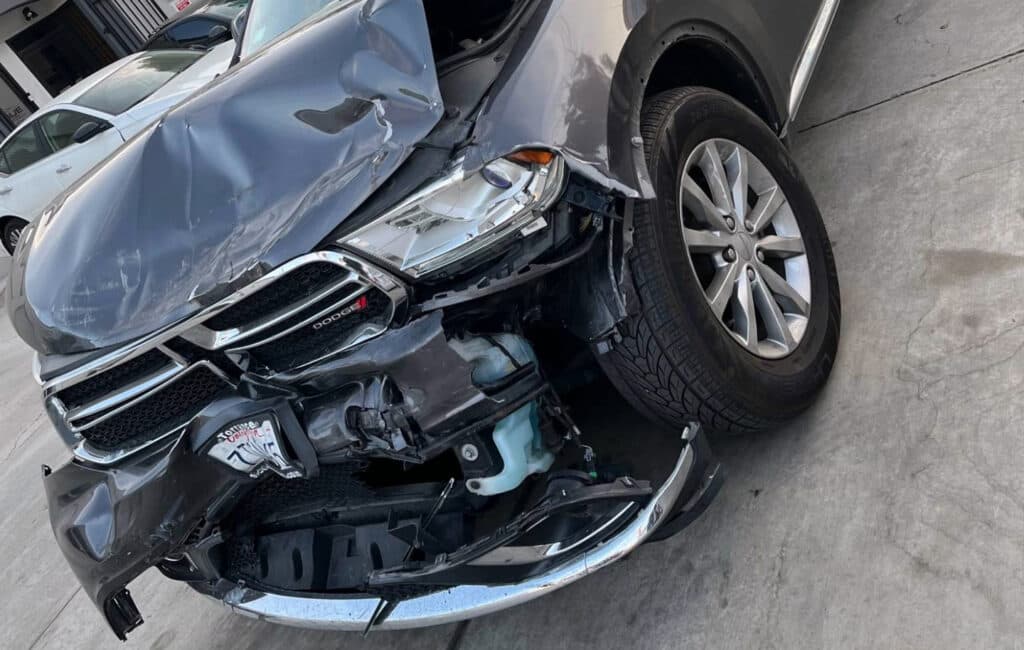 Totaled black bumper