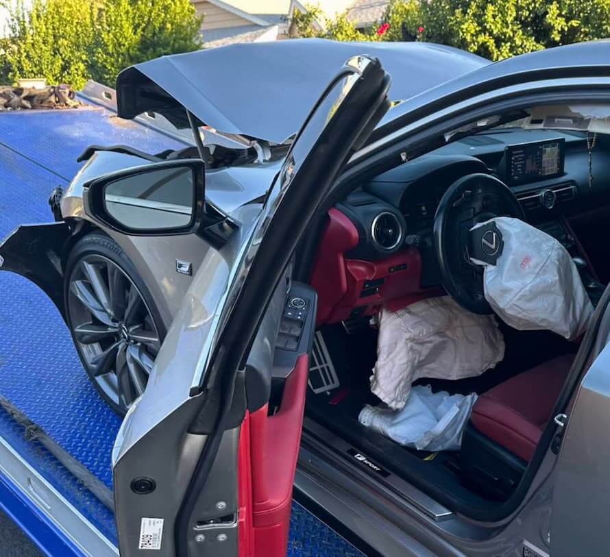 Totaled car interior